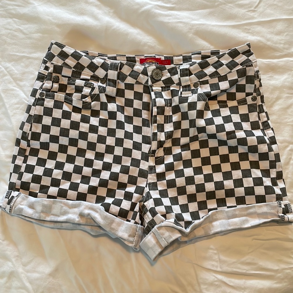 Dickies Checkered Cuffed Jean Shorts Size 7
